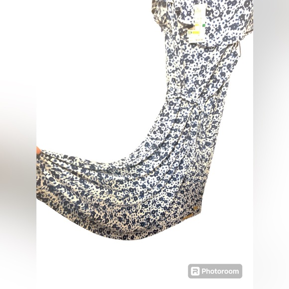 Michael Kors blue and white size large dress one cold shoulder tie belt - Picture 3 of 6